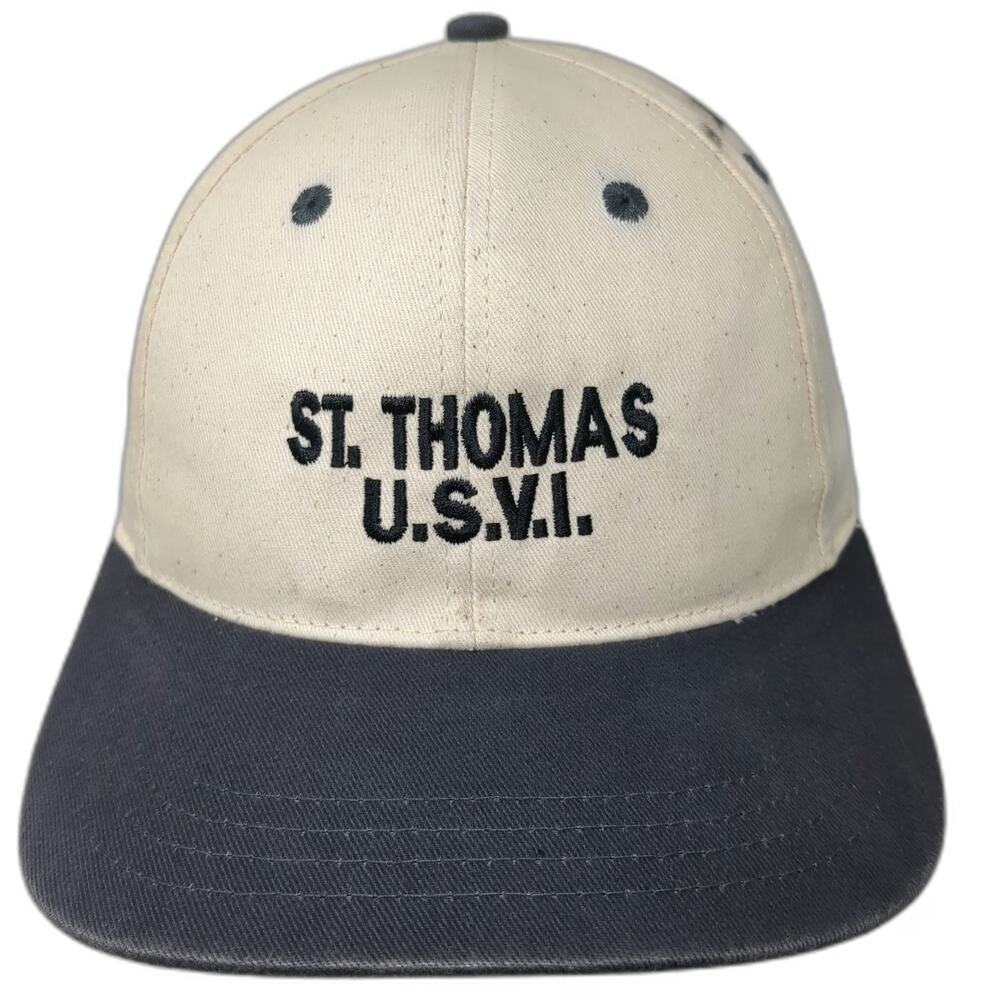 Del Sol Baseball Cap St Thomas USVI Beige Blue One Size Slideback Travel Hat